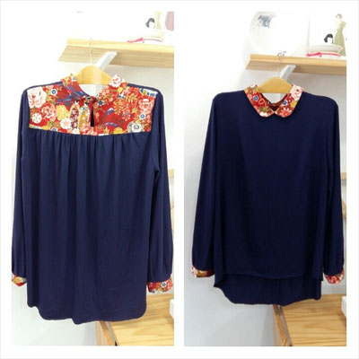 blusa con detalles con nuestras telas japonesas